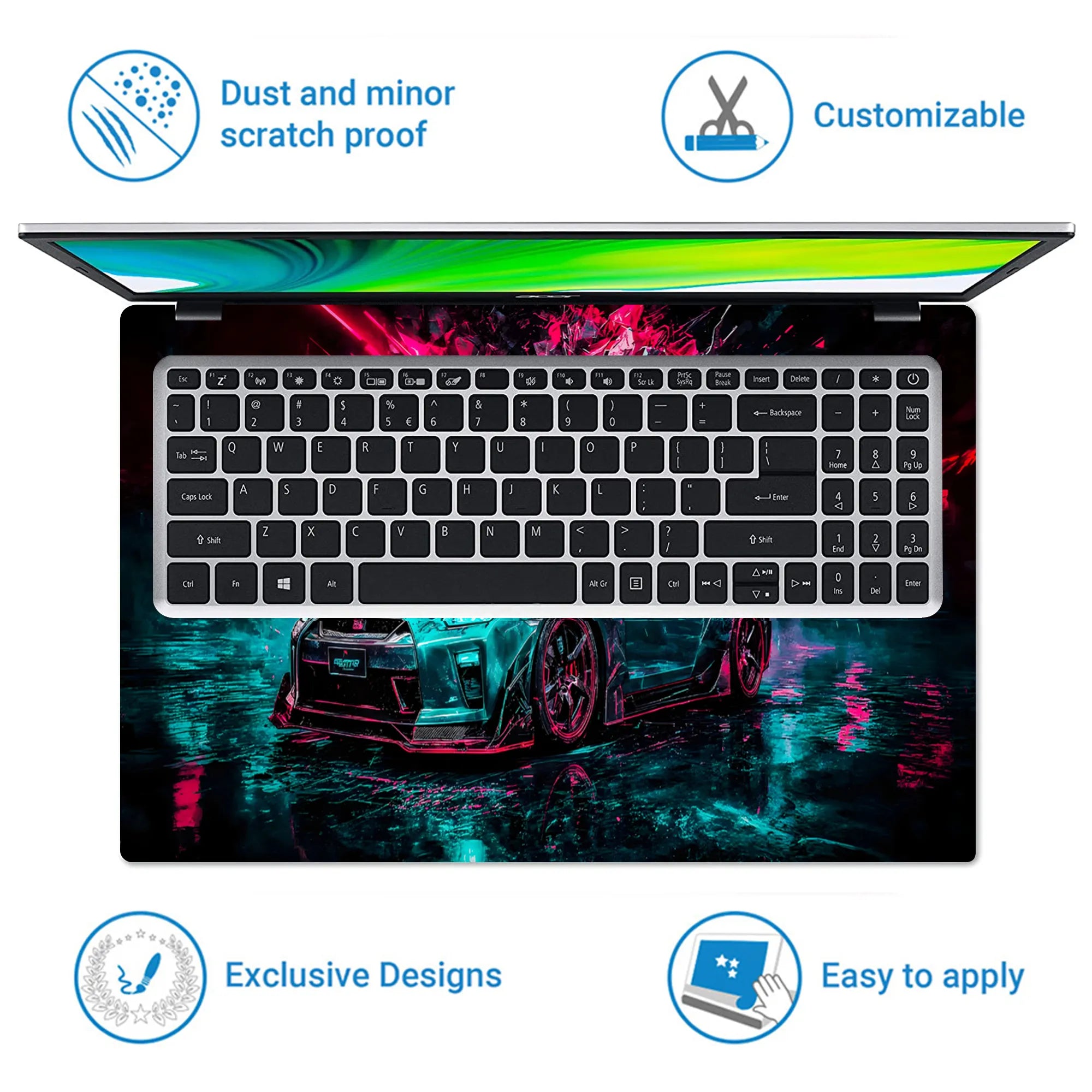 Laptop Skin - Futuristic Sports Car Neon Glow