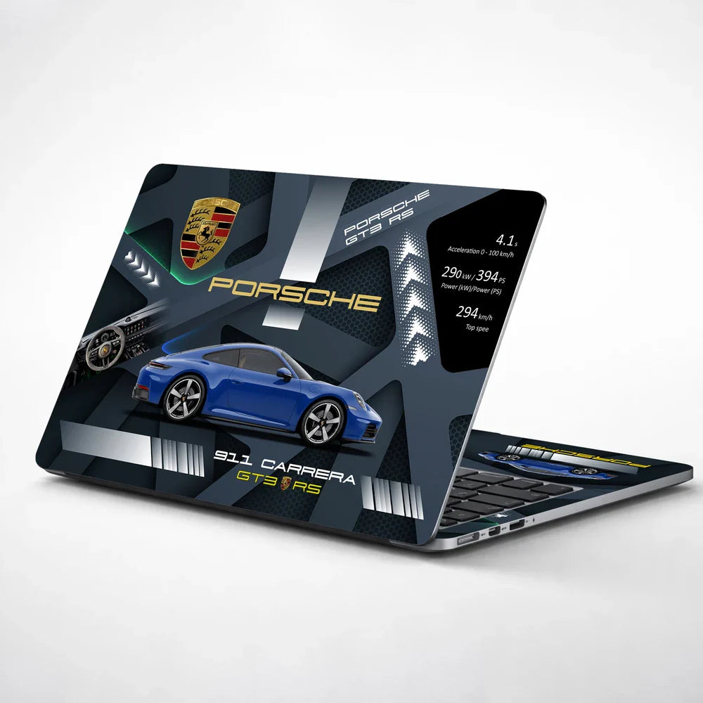 Universal Laptop Skin - Porsche 911 Carrera Blue GT3 Art