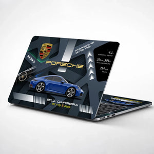 Universal Laptop Skin - Porsche 911 Carrera Blue GT3 Art