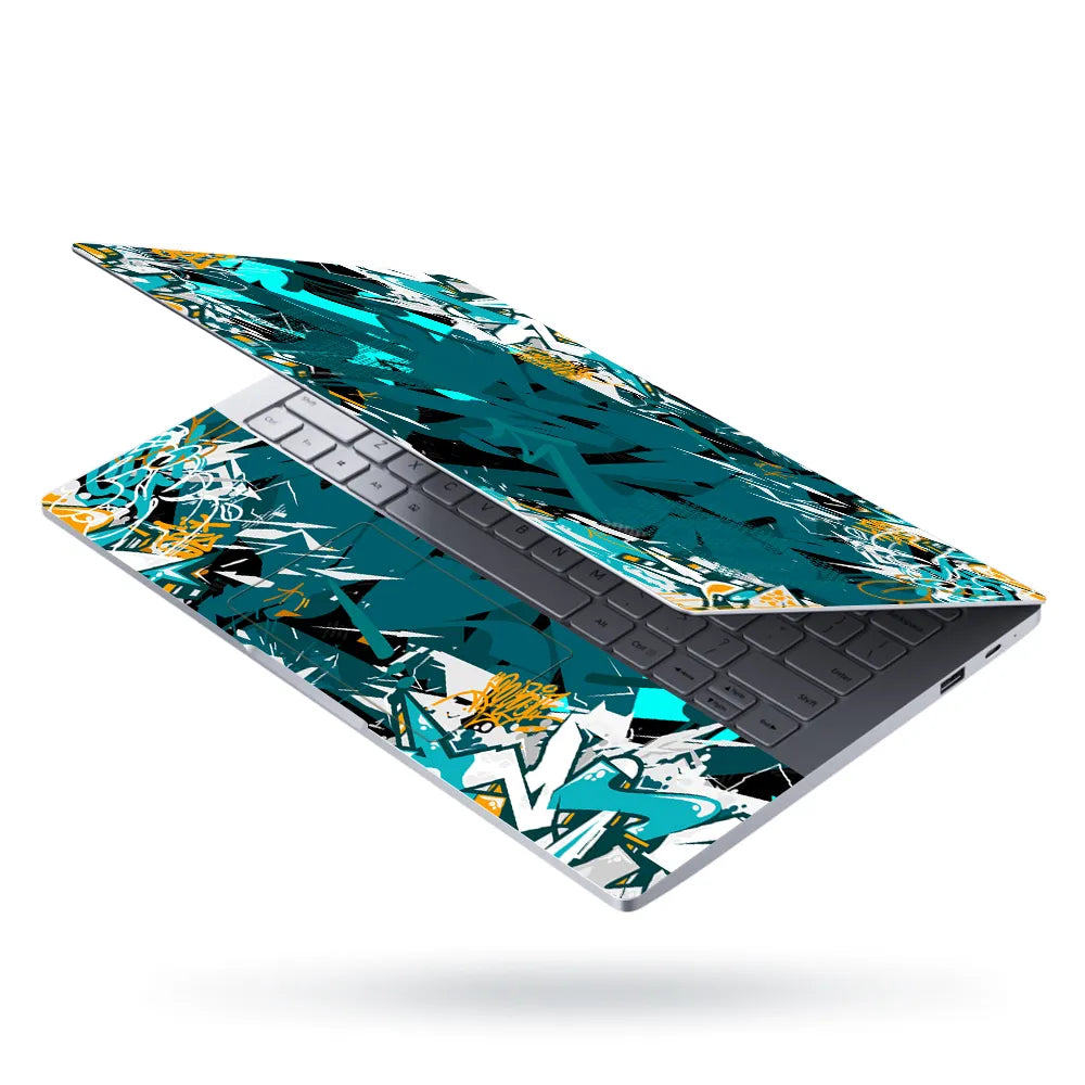 Laptop Skin - Teal Chaos Graffiti Shards