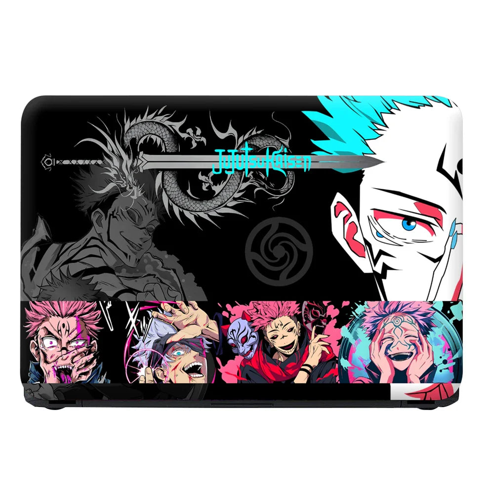 Universal Laptop Skin - Black Teal Sukuna Anime Layout