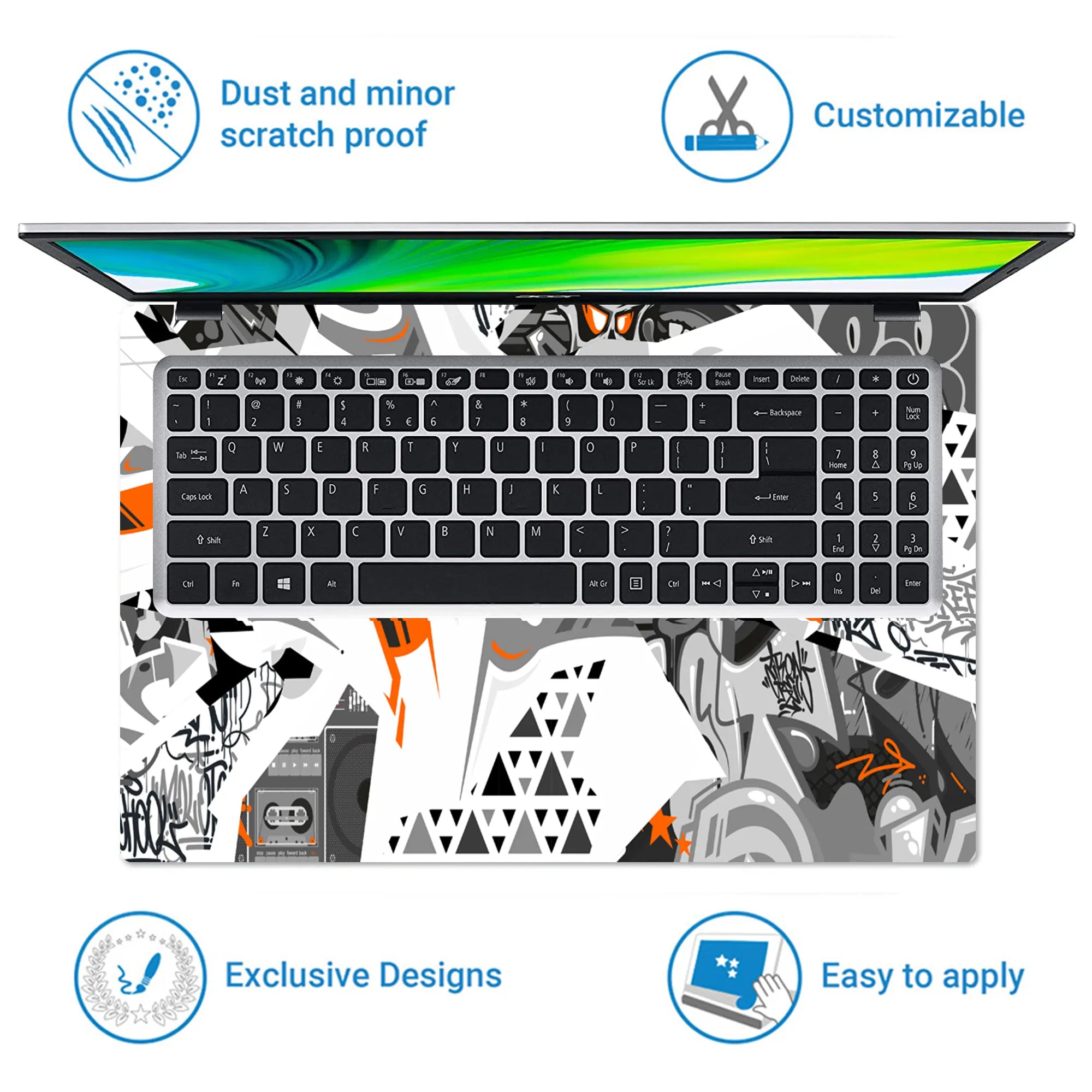 Laptop Skin - Mono Orange Geometric Burst