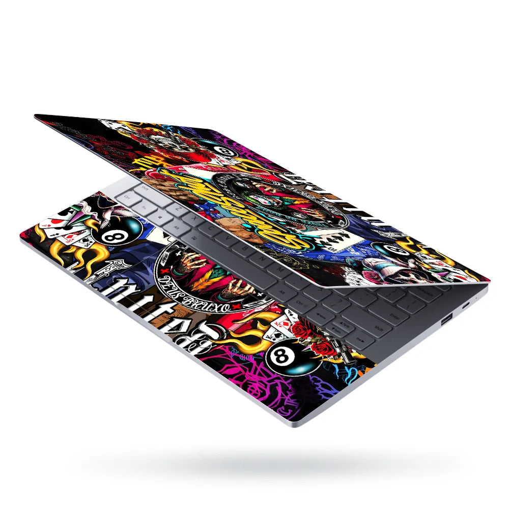 Laptop Skin - Vibrant Street Art Joker Playing Cards