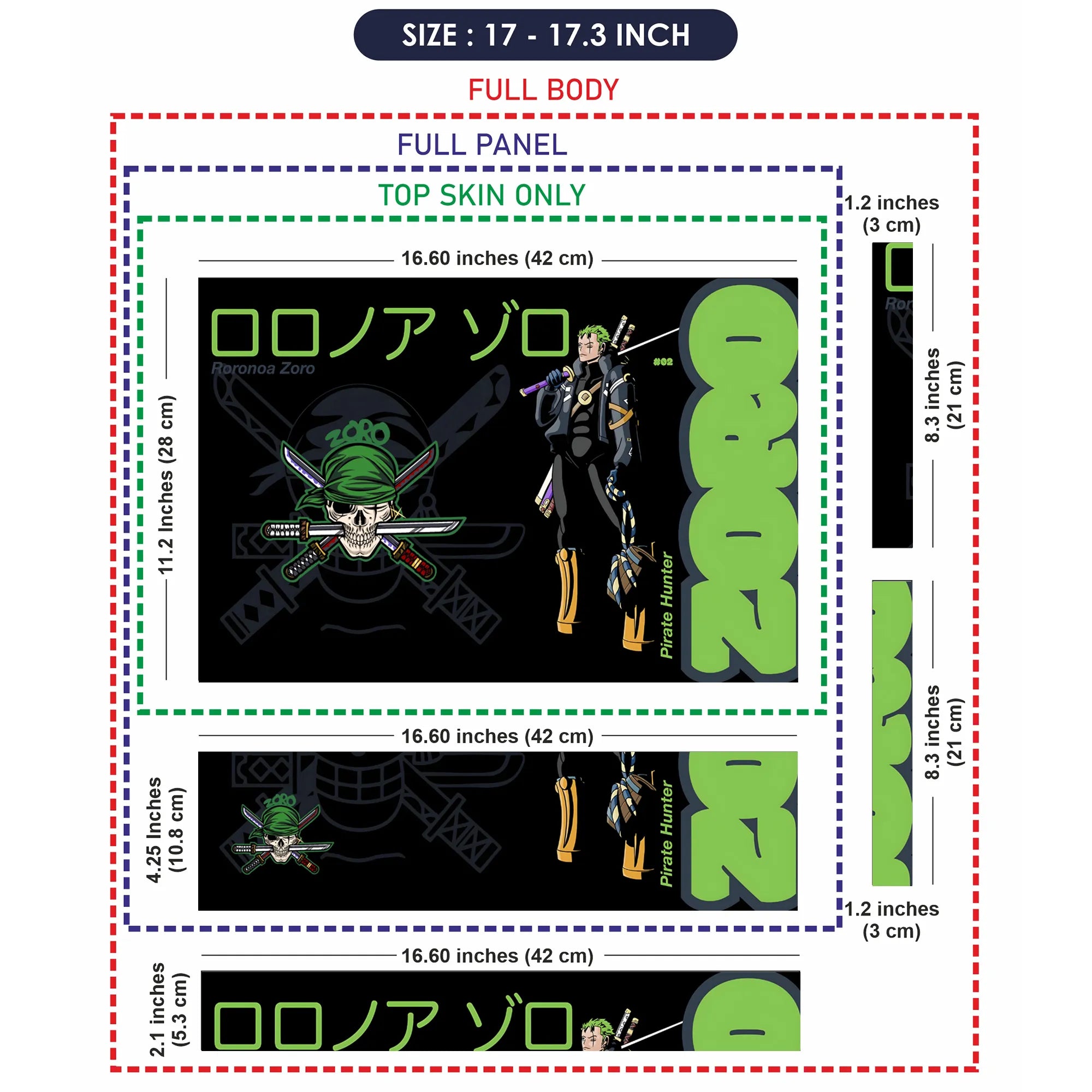 Laptop Skin - Bold Anime Pirate Hunter Green Vibes