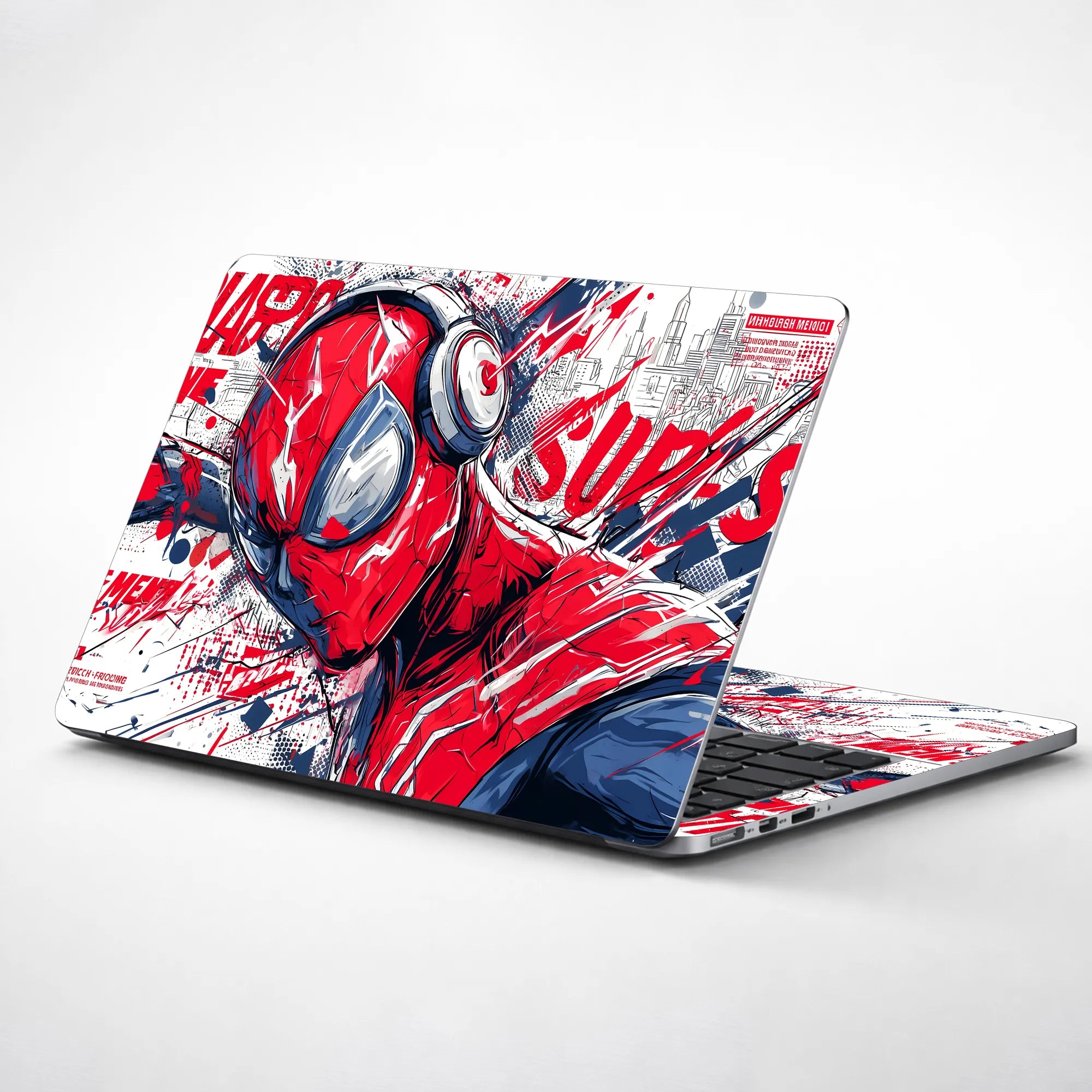 Laptop Skin - Dynamic Comic Style Hero Red Energy