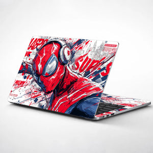 Laptop Skin - Dynamic Comic Style Hero Red Energy