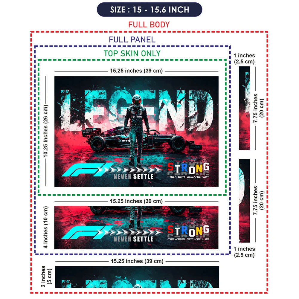 Universal Laptop Skin - Teal Red F1 Neon Racing Legend