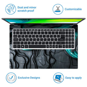 Laptop Skin - Textured Abstract Waves Teal And Black