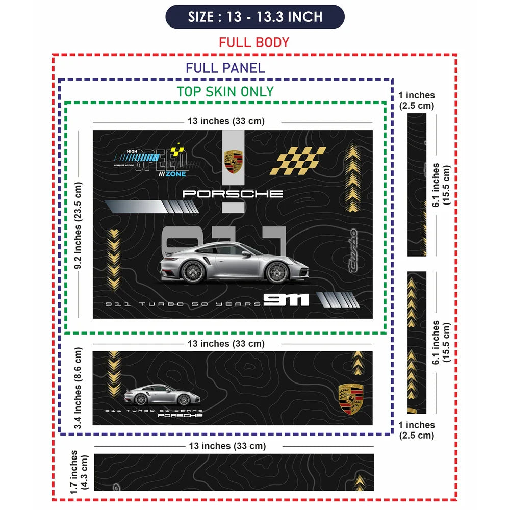 Universal Laptop Skin - Porsche Silver 911 Speed Zone