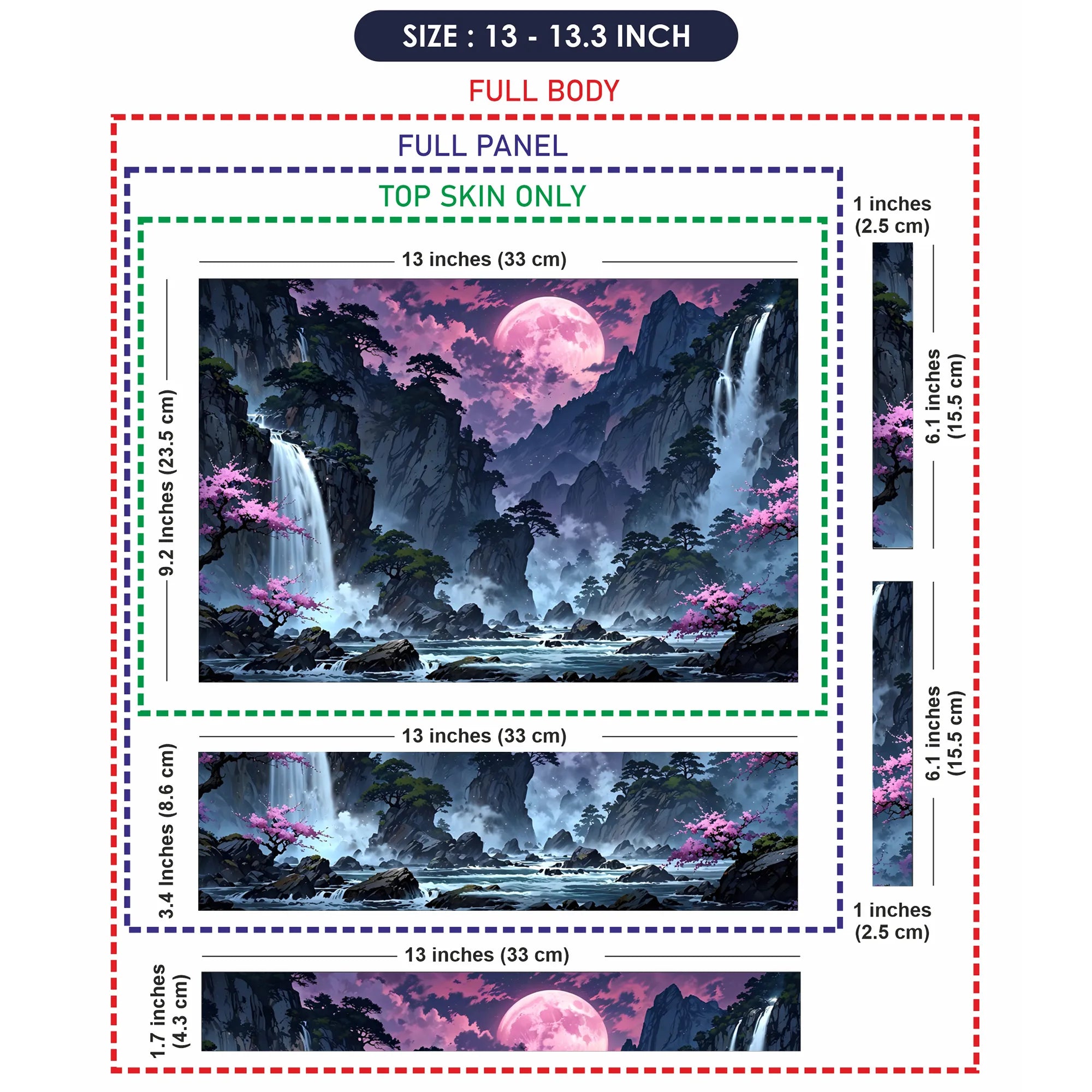 Laptop Skin - Serene Fantasy Landscape Pink Moon