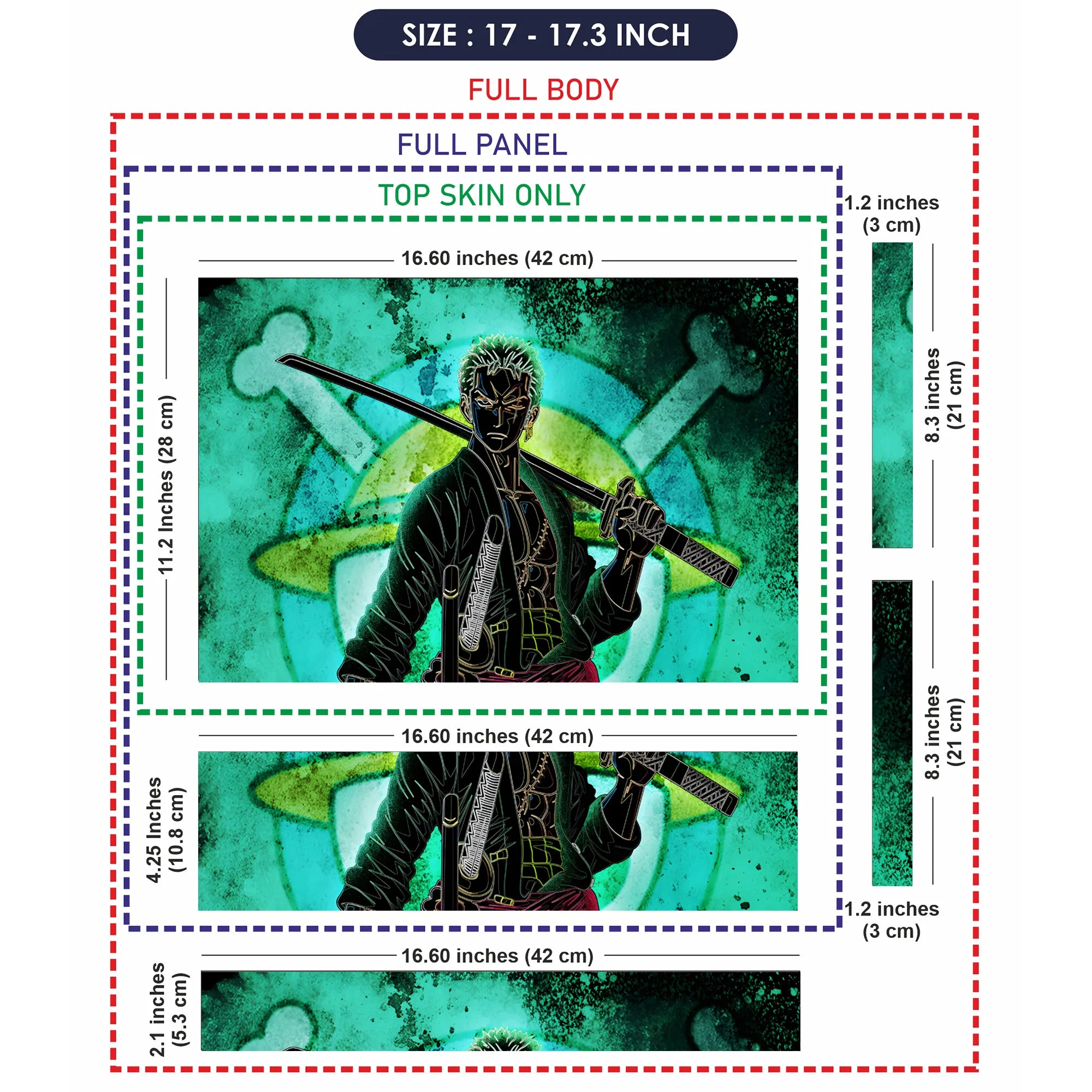 Laptop Skin - Neon Anime Samurai Green Glow