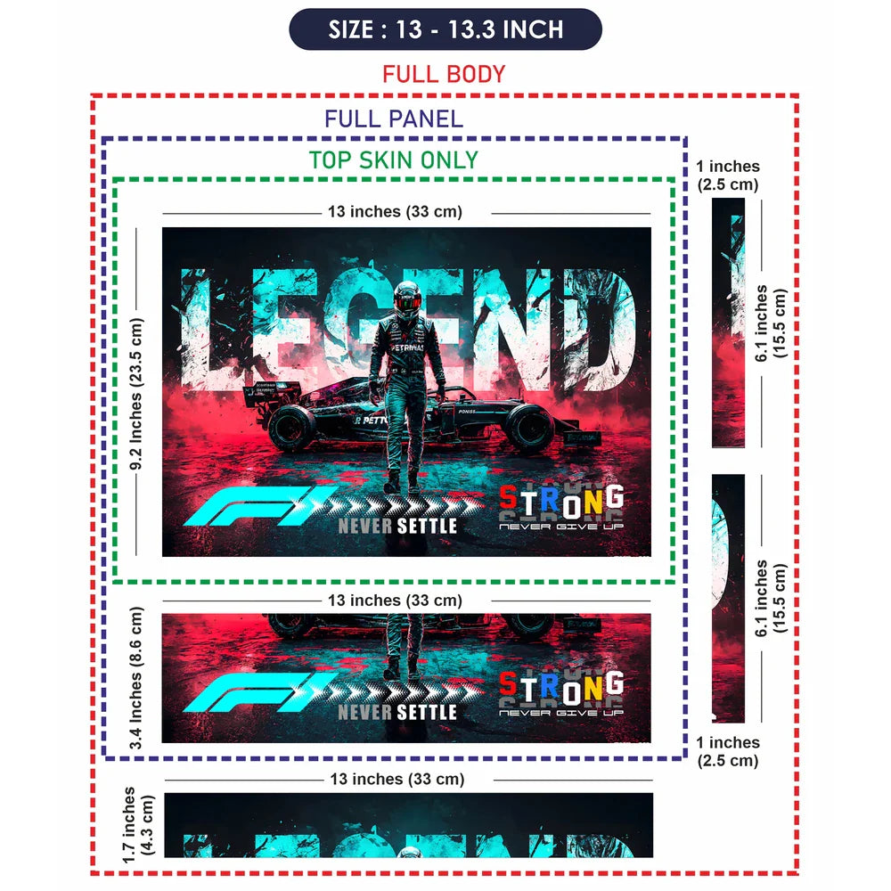 Universal Laptop Skin - Teal Red F1 Neon Racing Legend