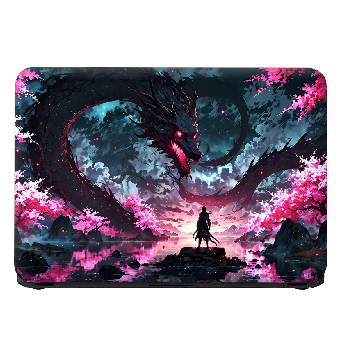Laptop Skin - Epic Fantasy Dragon Cherry Blossom Night
