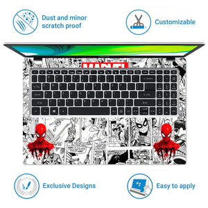 Universal Laptop Skin - Black White Marvel Comic Panels