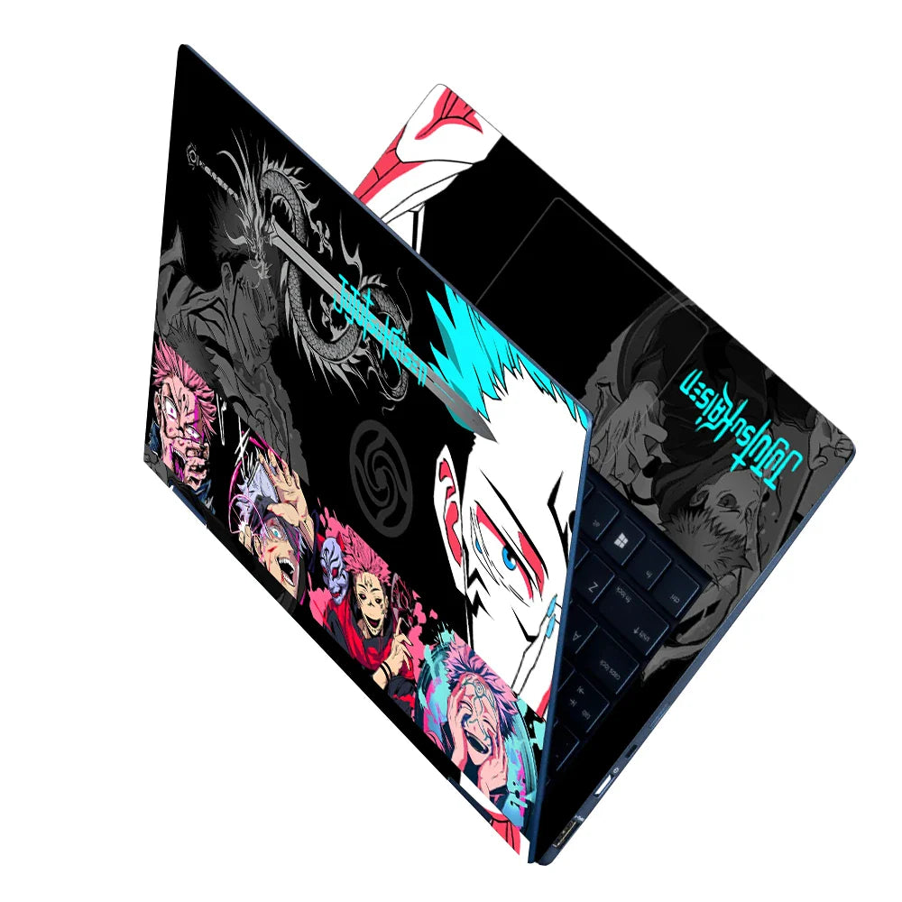 Universal Laptop Skin - Black Teal Sukuna Anime Layout