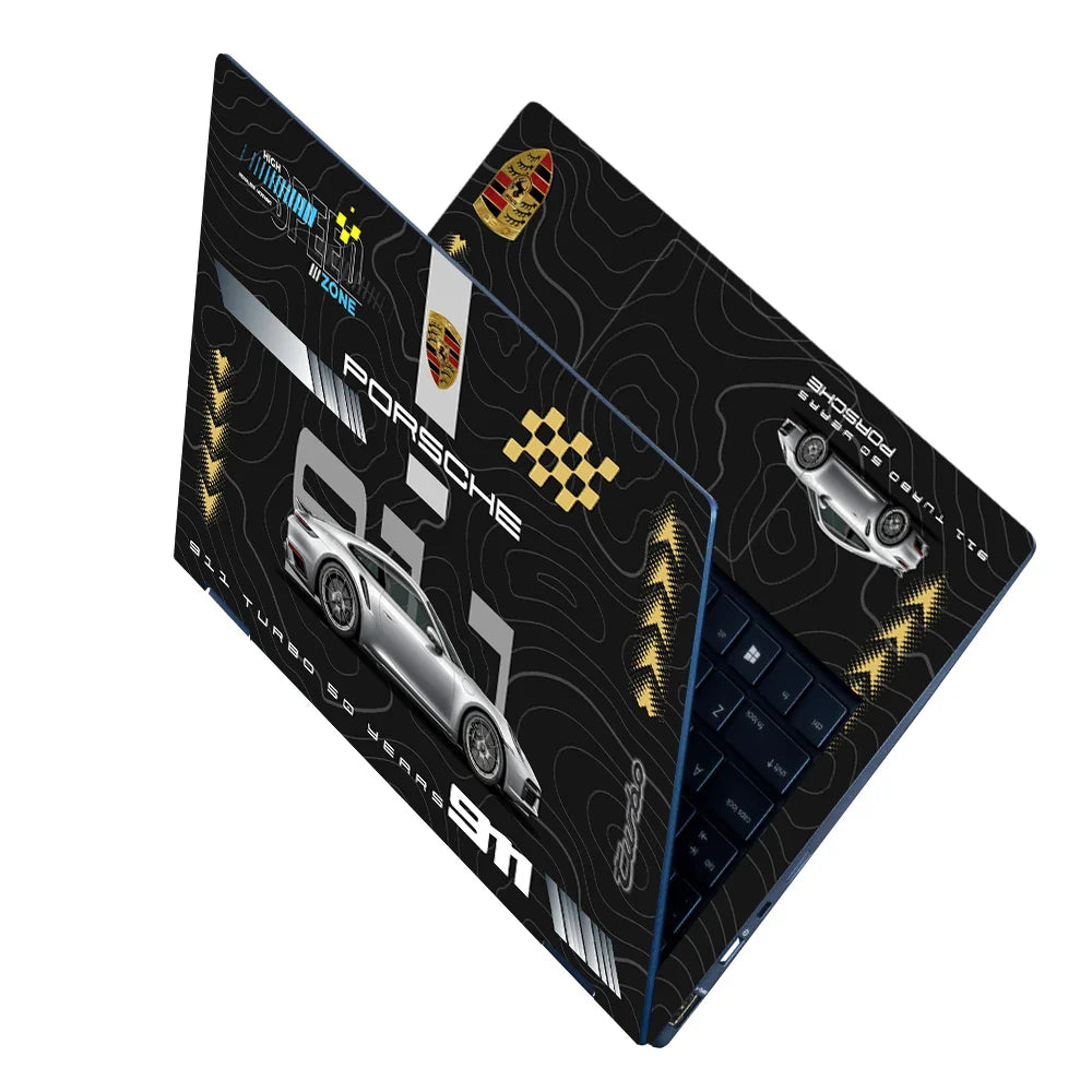 Universal Laptop Skin - Porsche Silver 911 Speed Zone