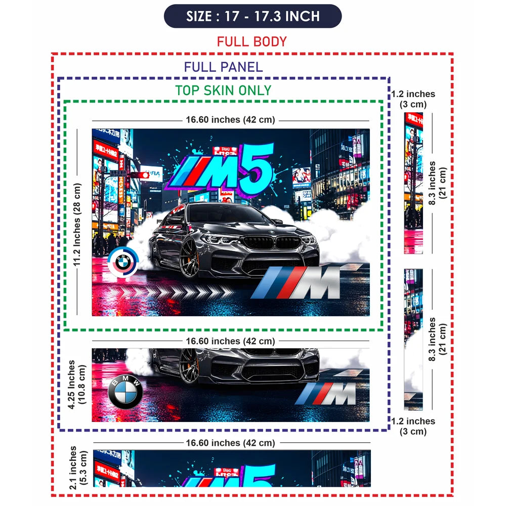 Laptop Skin - BMW M5 Night City Street Racing Style Artwork