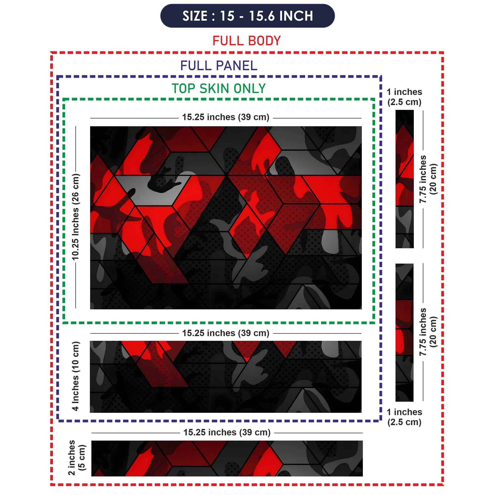 Laptop Skin - Abstract Red Camo Pattern Black Mood