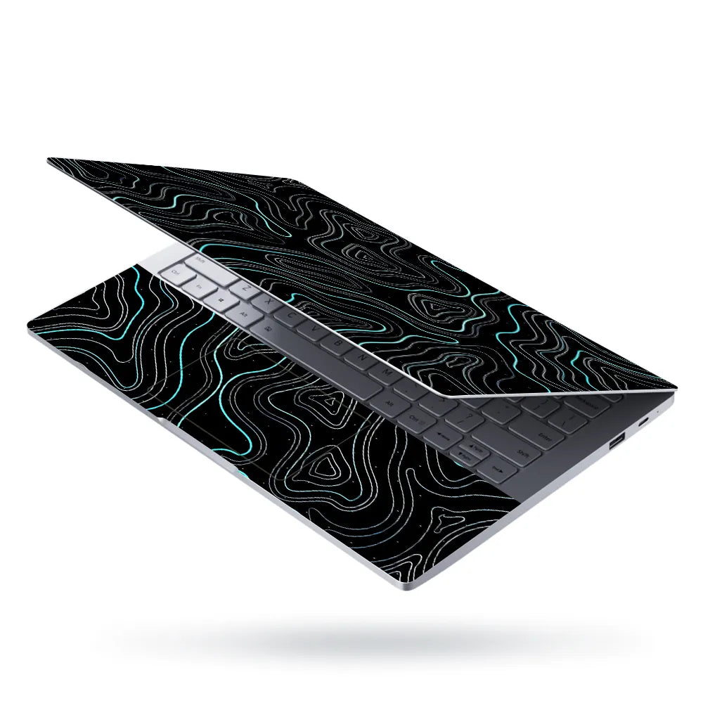 Laptop Skin - Abstract Line Art Turquoise Waves