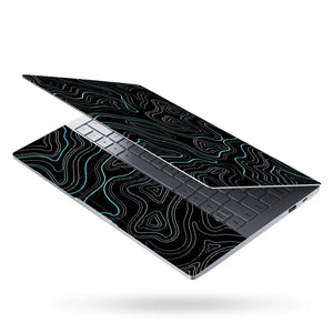 Laptop Skin - Abstract Line Art Turquoise Waves
