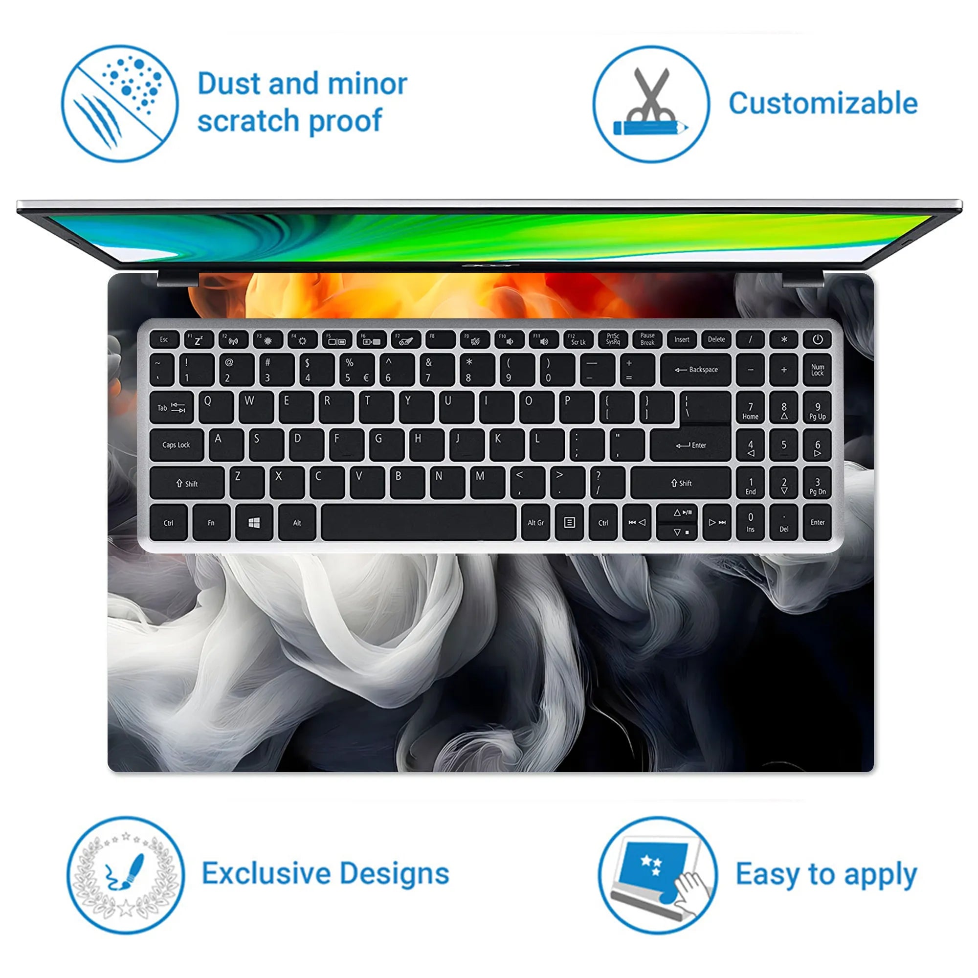 Laptop Skin - Abstract Smoke Flames Orange Black