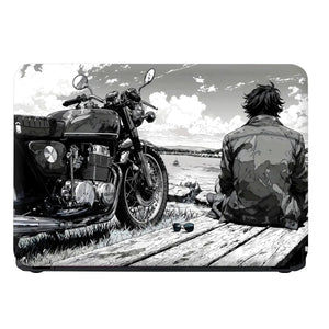 Laptop Skin - Monochrome Manga Rider Serene Landscape