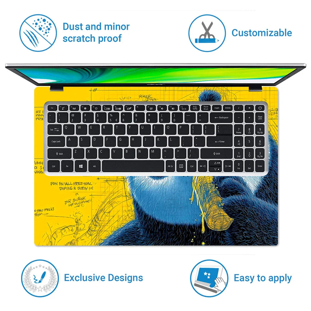 Universal Laptop Skin - Kung Fu Panda Po Yellow Pop Art