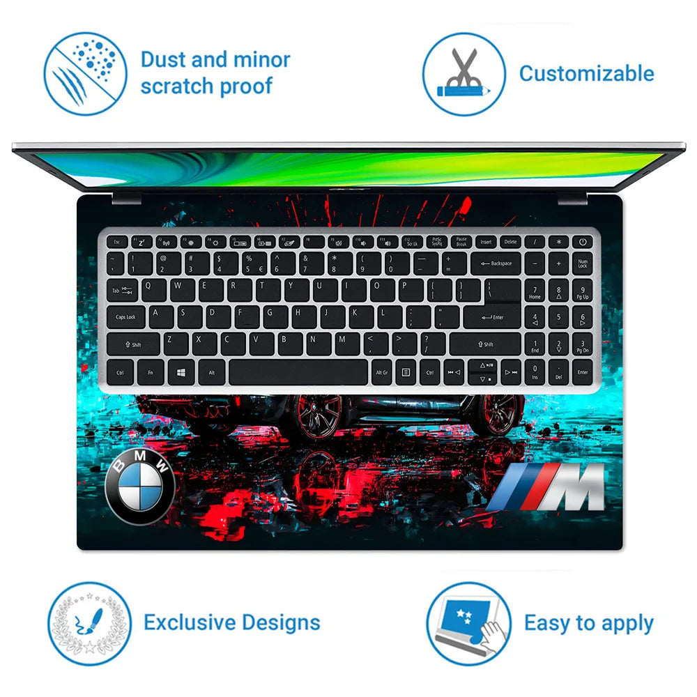 Laptop Skin - BMW M5 Performance Car Neon Splash Digital Art