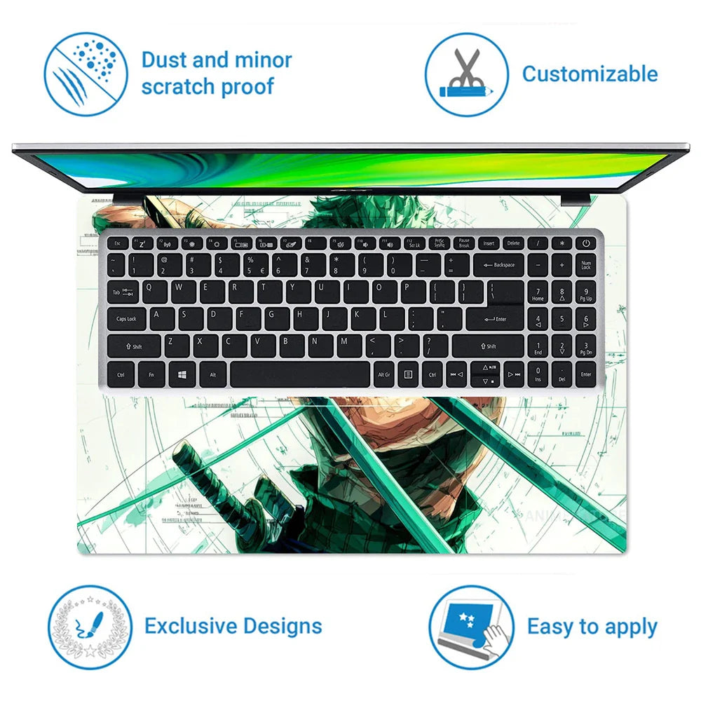 Universal Laptop Skin - Zoro One Piece Green
