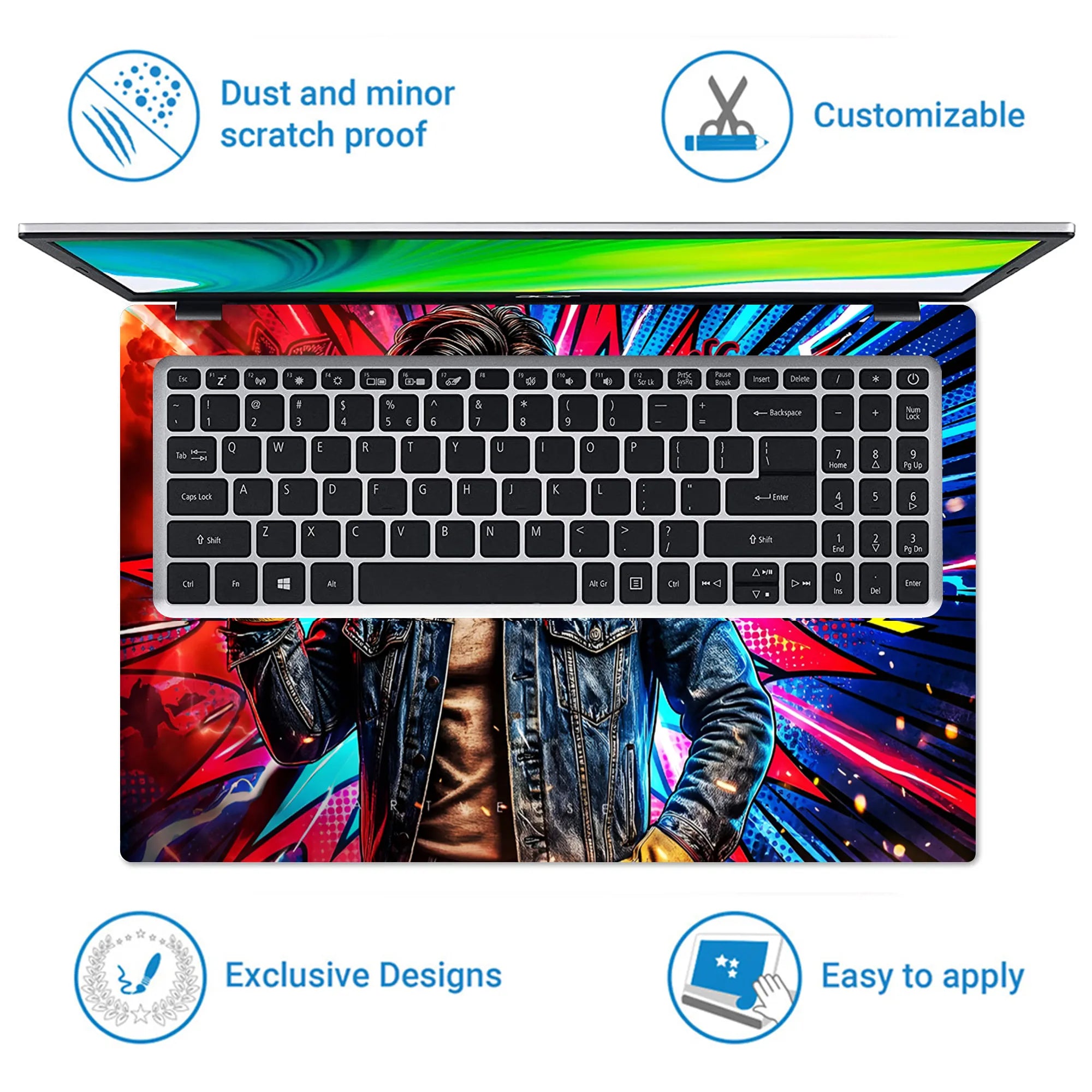Laptop Skin - Vibrant Pop Art Heroic Portrait Explosion