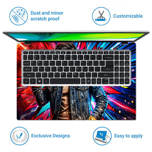 Laptop Skin - Vibrant Pop Art Heroic Portrait Explosion