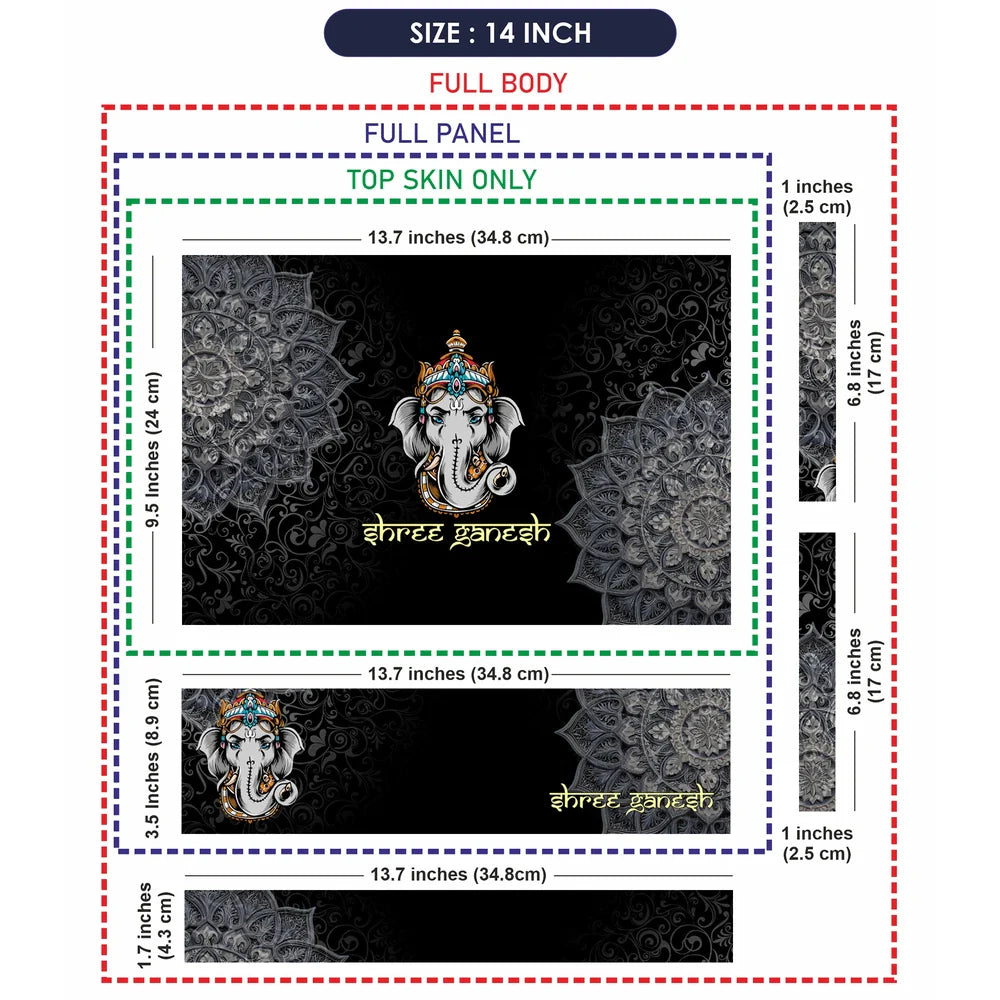 Universal Laptop Skin - Golden Ganesha Art