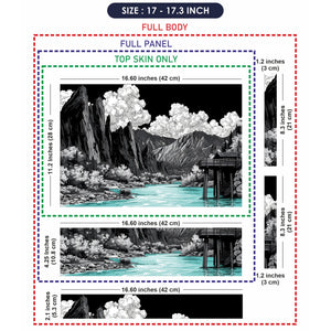 Laptop Skin - Monochrome Landscape Illustration Turquoise Water