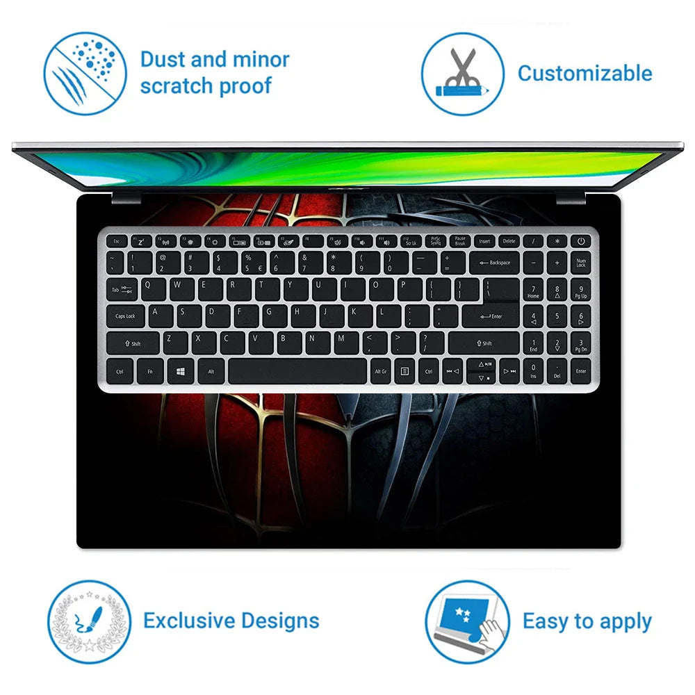Universal Laptop Skin - Black Spider Red Black