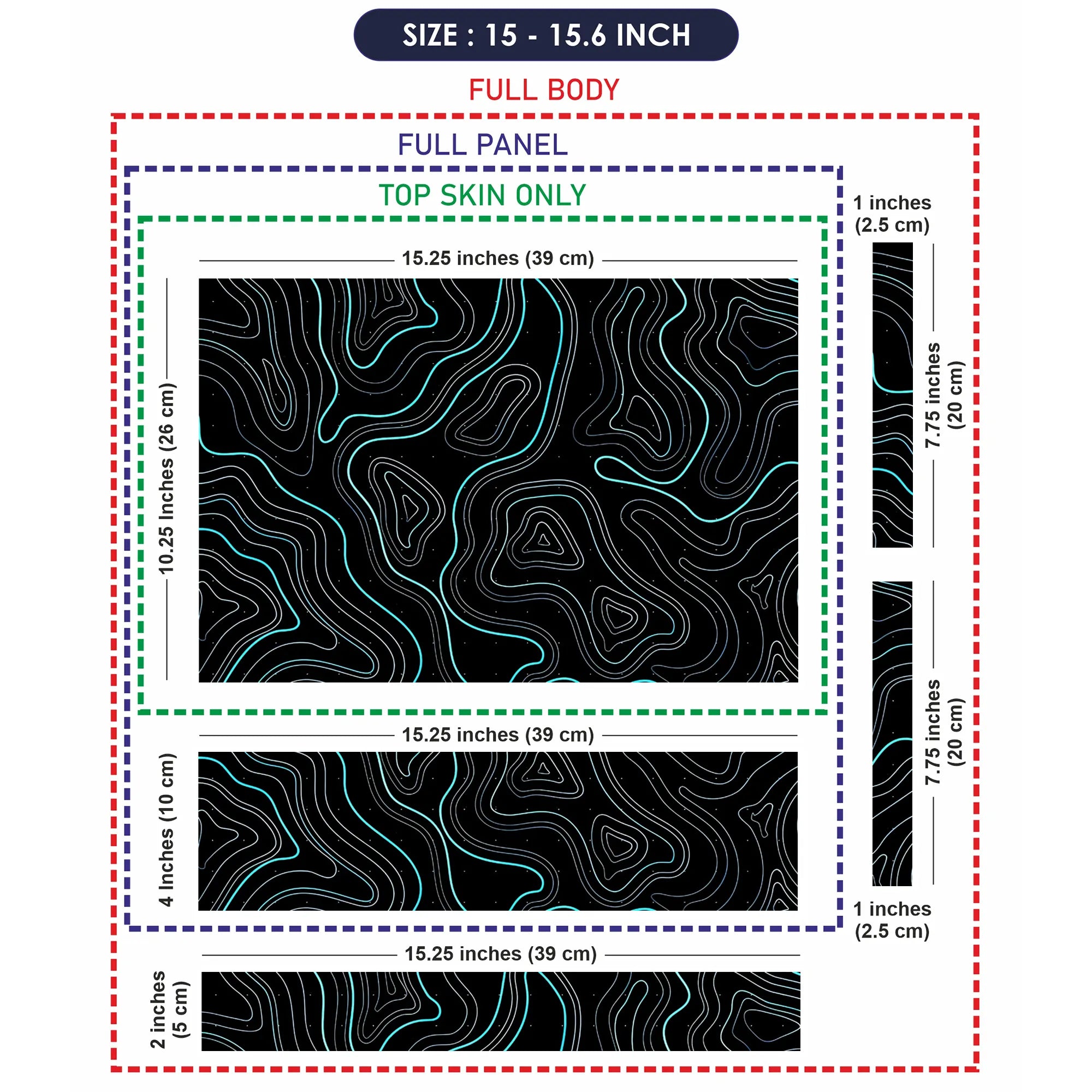Laptop Skin - Abstract Line Art Turquoise Waves