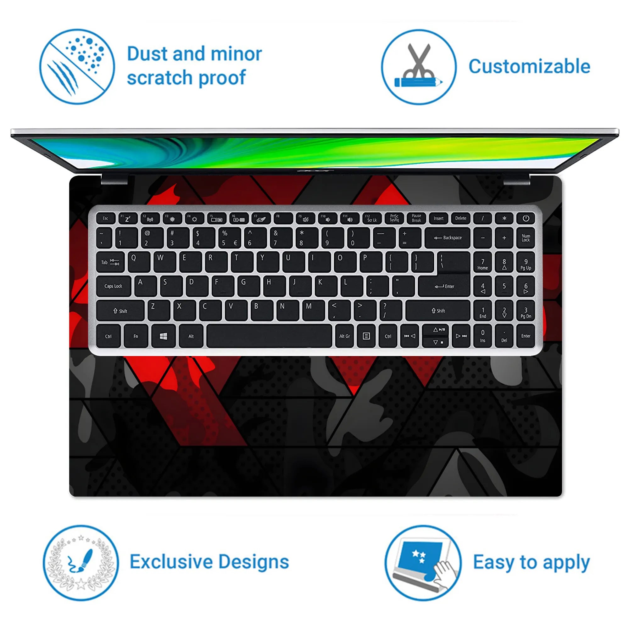 Laptop Skin - Abstract Red Camo Pattern Black Mood