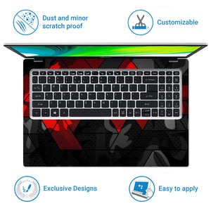 Laptop Skin - Abstract Red Camo Pattern Black Mood