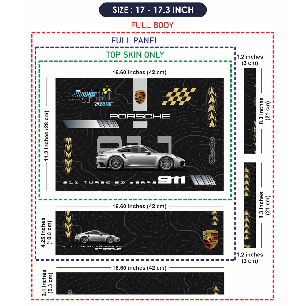 Universal Laptop Skin - Porsche Silver 911 Speed Zone