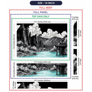 Laptop Skin - Monochrome Landscape Illustration Turquoise Water