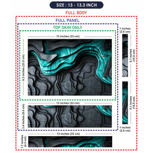 Laptop Skin - Textured Abstract Waves Teal And Black