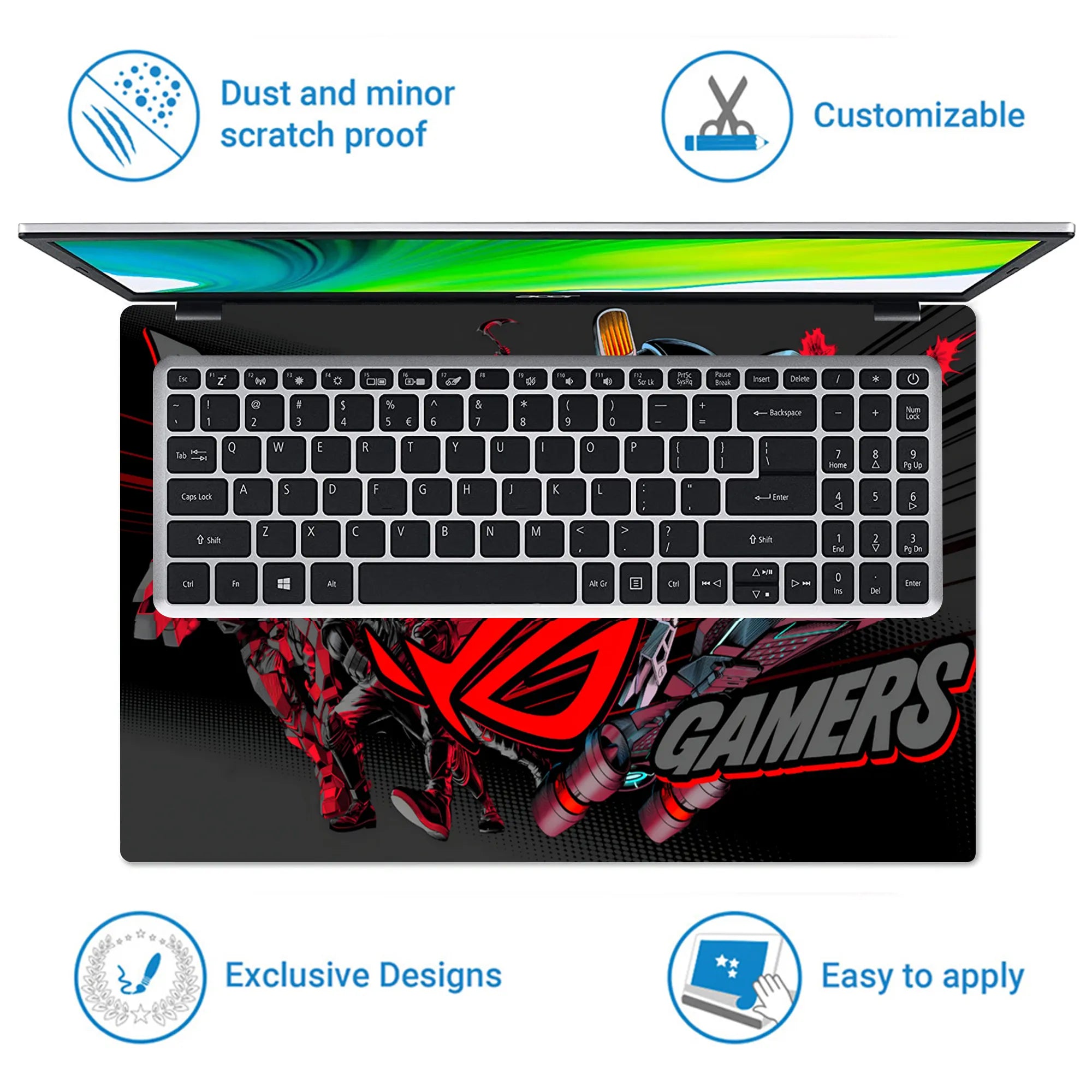 Laptop Skin - Dynamic Comic Style Gamers Red Action