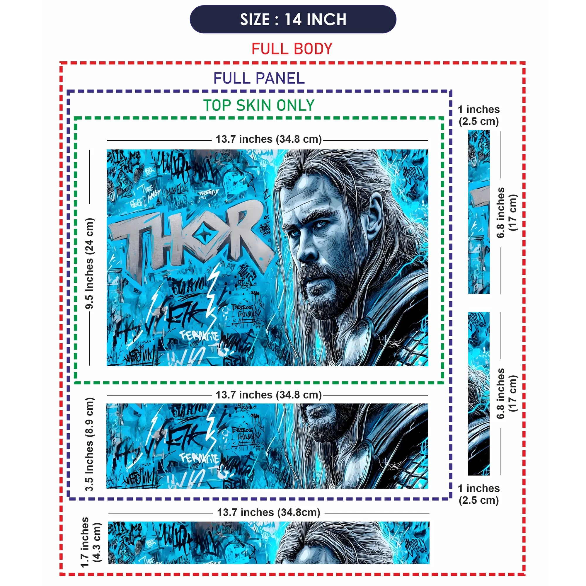 Laptop Skin - Dynamic Comic Style Thor Blue Energy