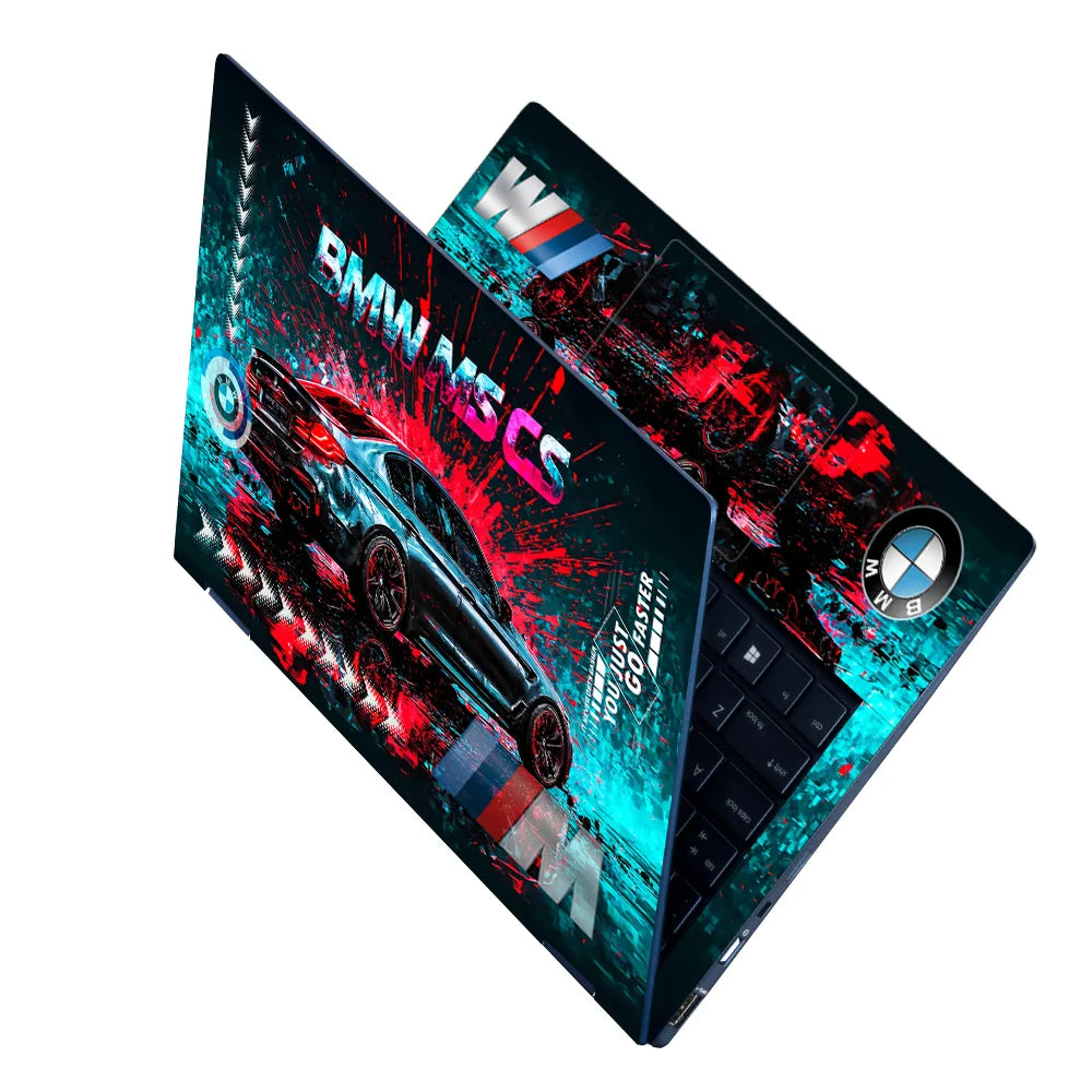 Laptop Skin - BMW M5 Performance Car Neon Splash Digital Art