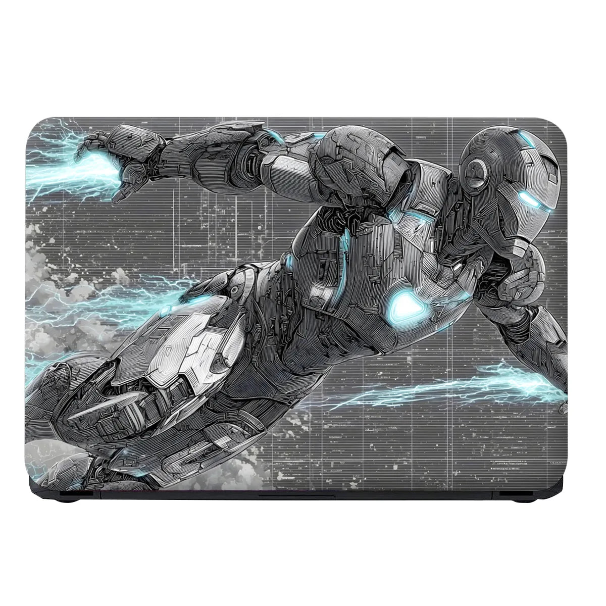 Laptop Skin - Futuristic Robotic Hero Silver Energy