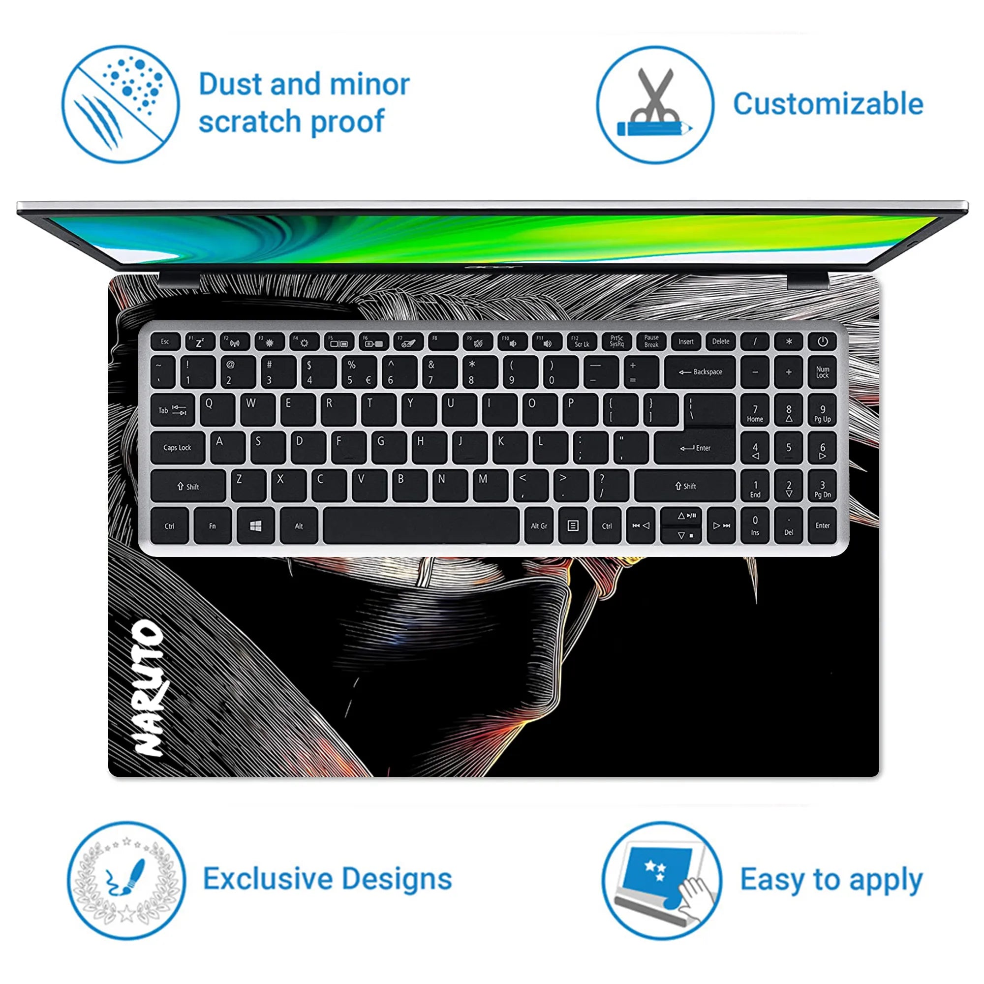 Laptop Skin - Dynamic Anime Ninja Intense Red Black