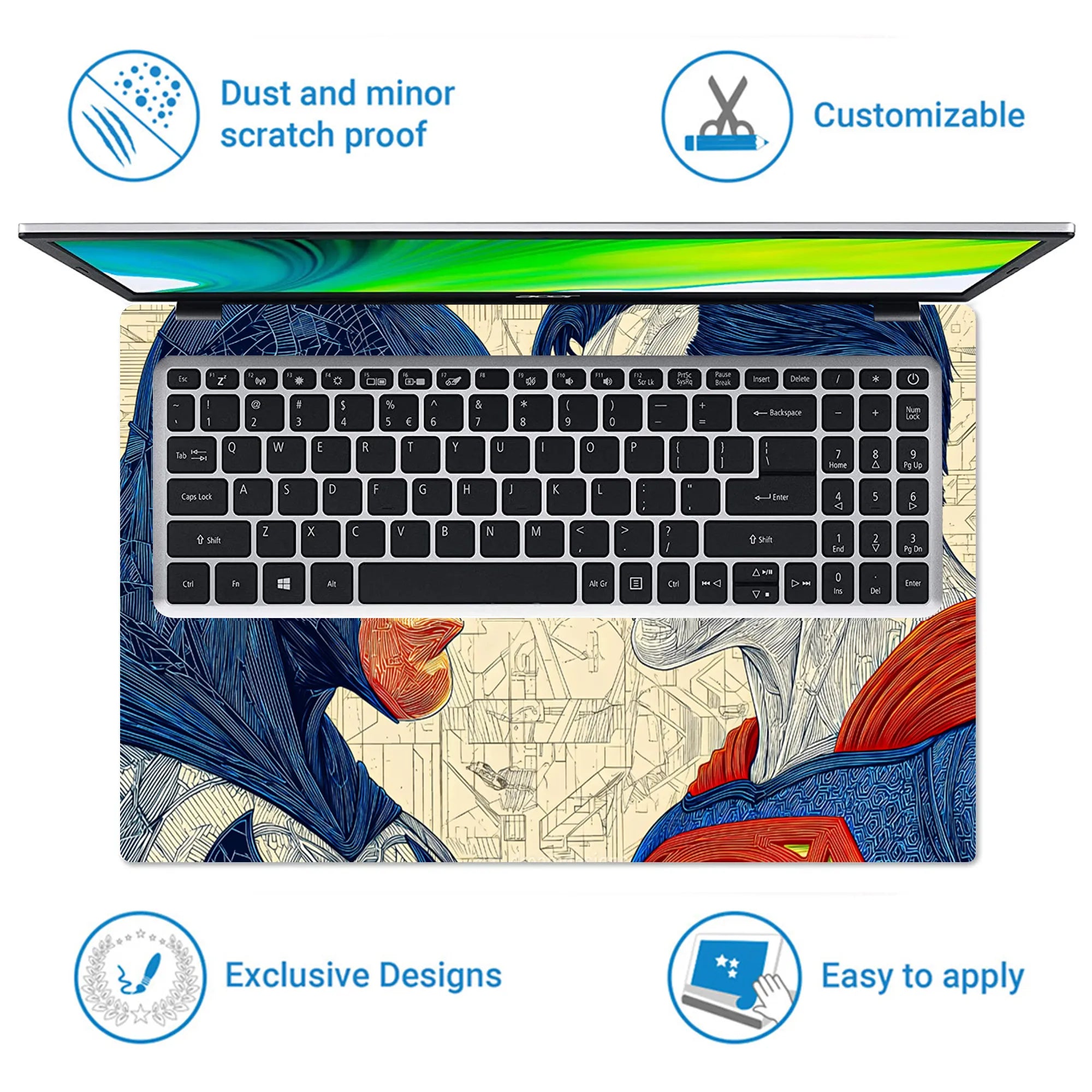 Laptop Skin - Dynamic Comic Style Heroic Faceoff Dramatic Tones