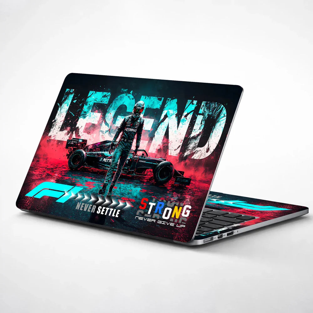 Universal Laptop Skin - Teal Red F1 Neon Racing Legend