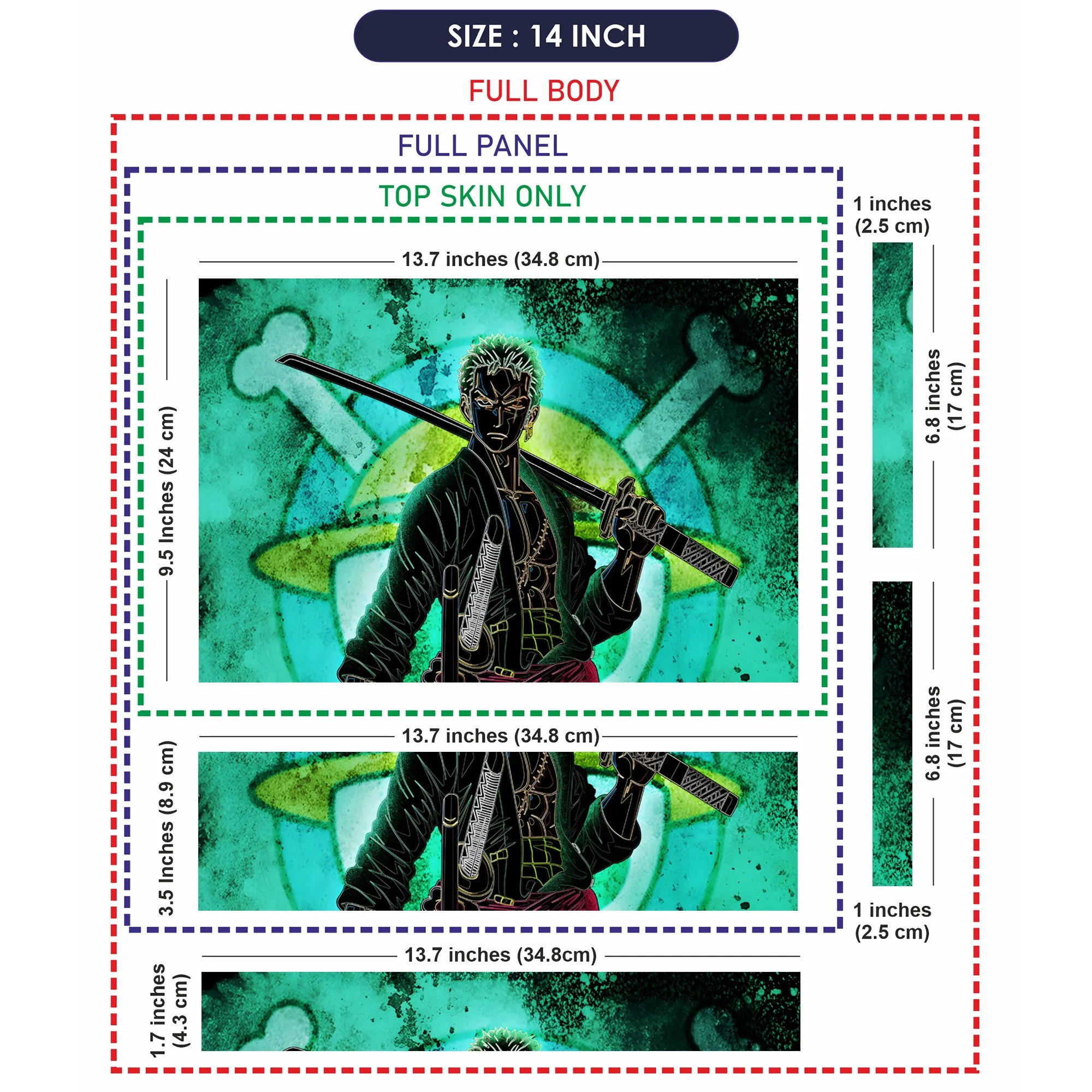 Laptop Skin - Neon Anime Samurai Green Glow