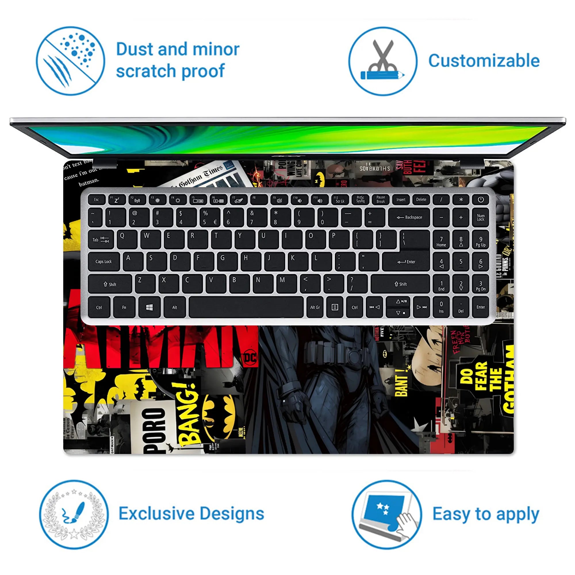 Laptop Skin - Bold Comic Batman Noir Style Artwork