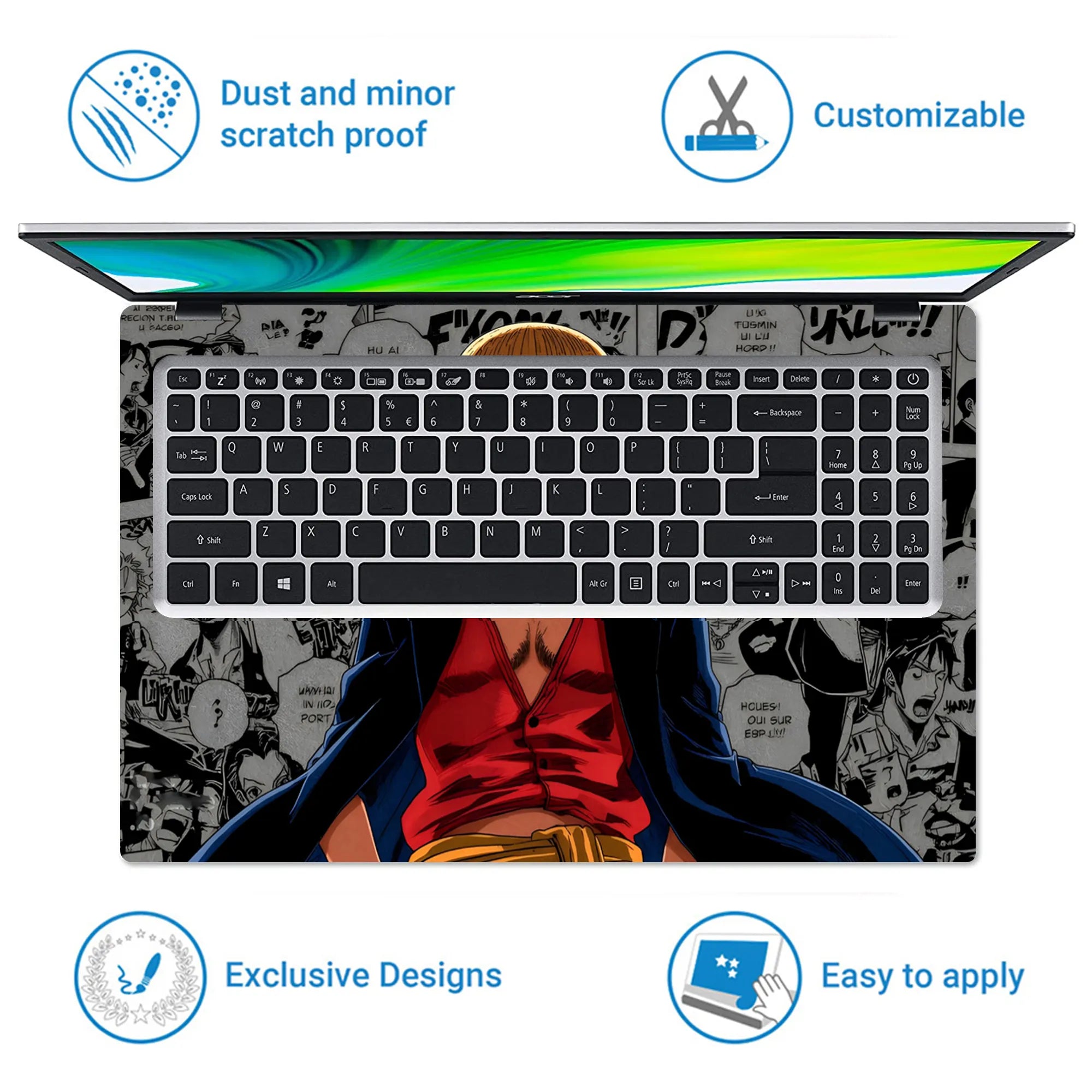 Laptop Skin - Anime Pirate Hero in Bold Colors
